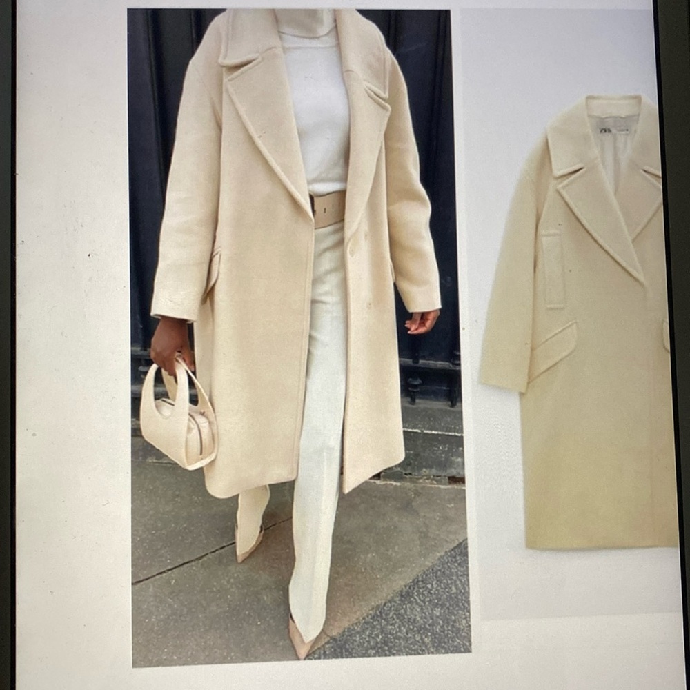 Zara Nude Color Lined Oversized Heavy Coat New With Tags